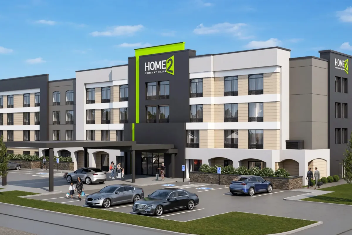 Home2 Suites by Hilton San Mateo hotel conversion architectural rendering by MWT Architect